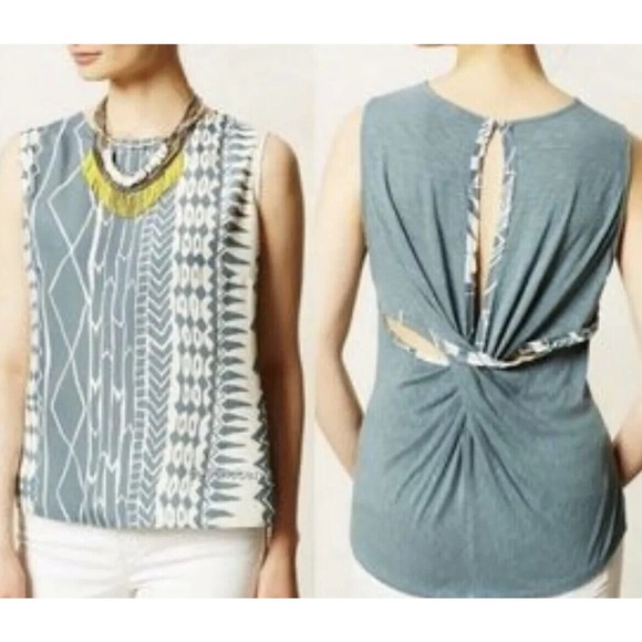 Anthropologie Tops - Anthropologie Dolan Women’s Astoria Twist Back Aztec Sleeveless Top Size XL